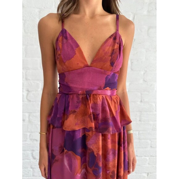 Saints & Secrets Women's Maxi Dress Ruffle adjustable strap Formal Evening Sz M - Picture 2 of 16